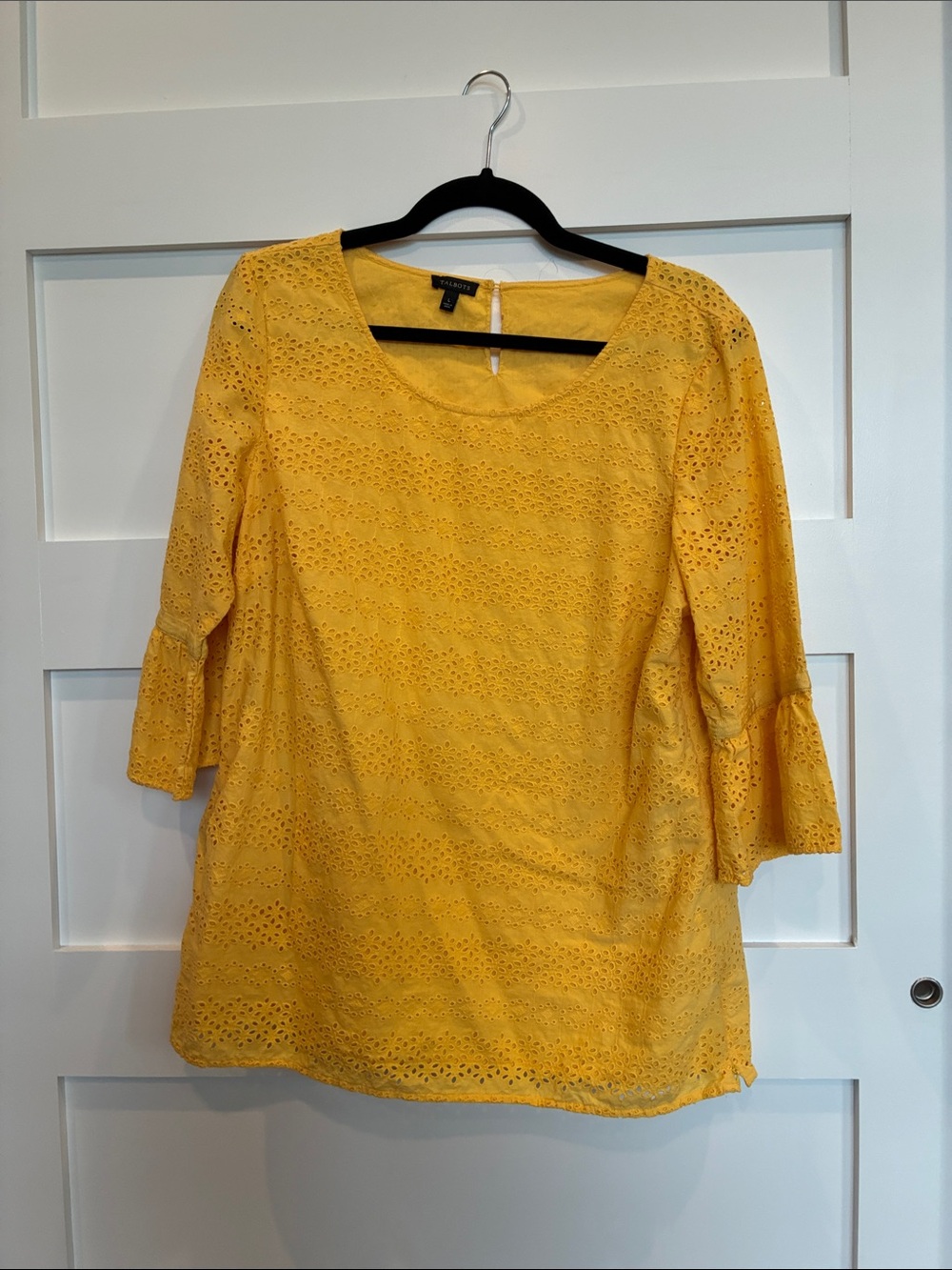 Talbots Sunflower Yellow Eyelet Bell-Sleeve Top